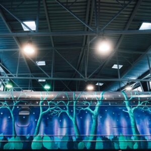 Painted railway wagon