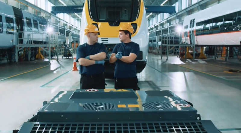 installing a battery on a train