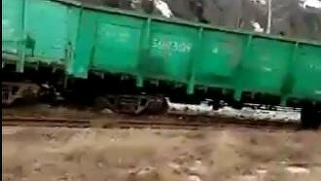 Derailed freight cars