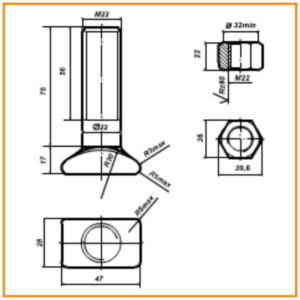 Болт клемний М22х75