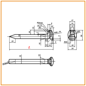 Костыль путевой 16х16х165