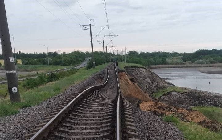 the railway track has subsided