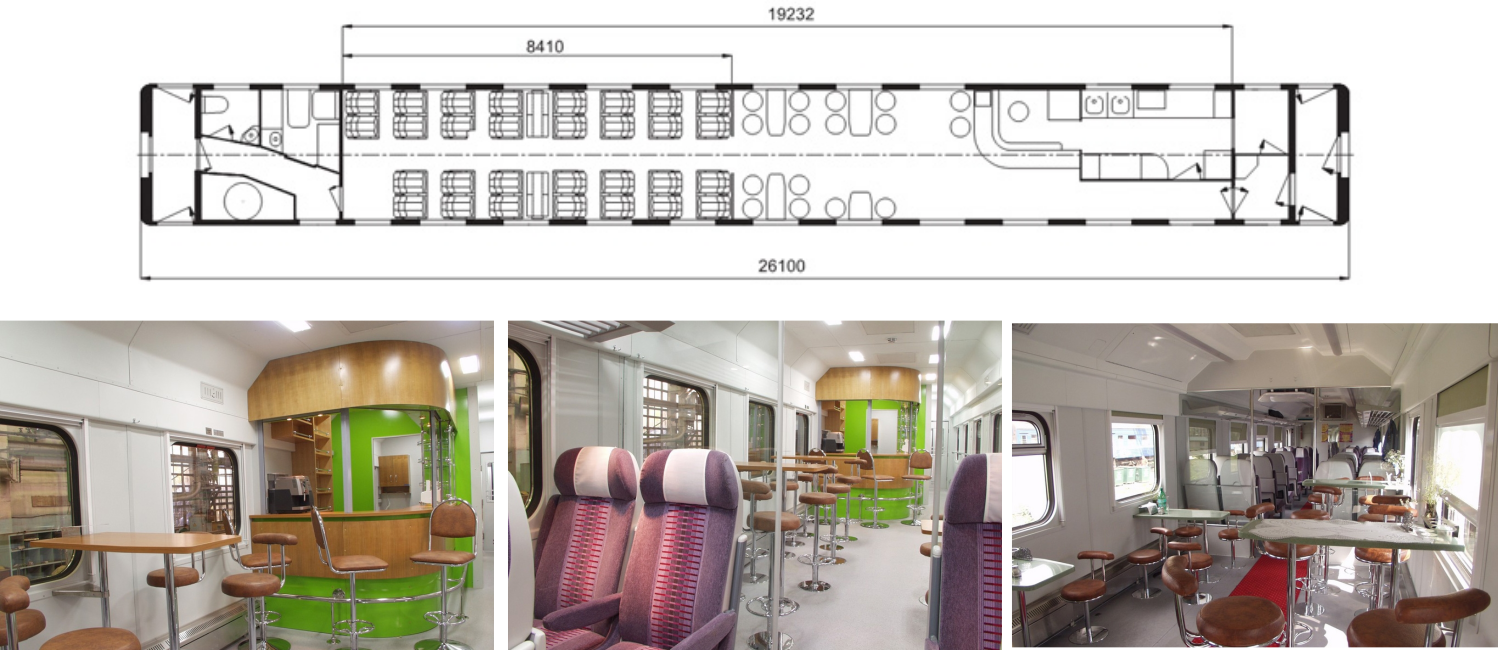 Passenger car with seats and bar model 61-779E