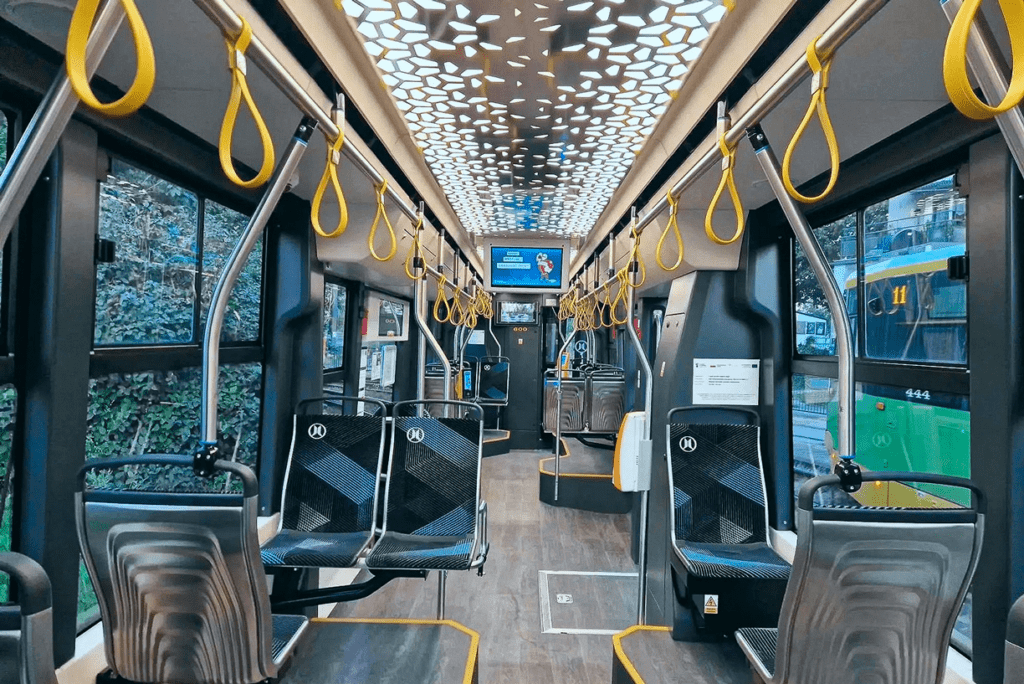 A single-section low-floor tram