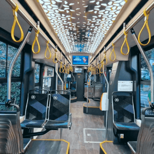 A single-section low-floor tram