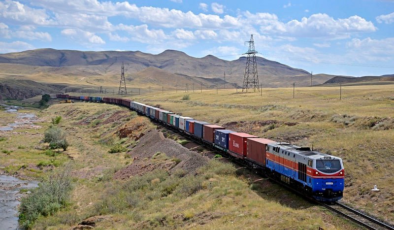 The construction of a railway line