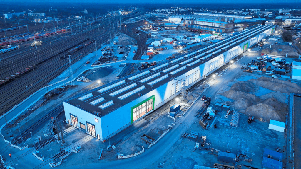 a modern depot for ICE 4 high-speed trains
