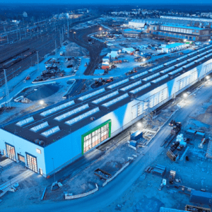 a modern depot for ICE 4 high-speed trains
