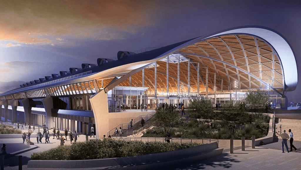 Construction of a railway station