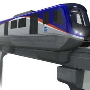 The monorail train from Hitachi