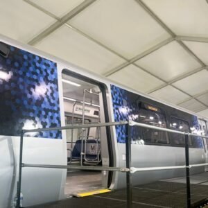 Hitachi Rail unveiled a mock-up of the Metro series 8000 train