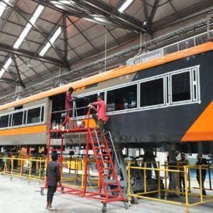 RCF unveils the first Vande Metro electric train
