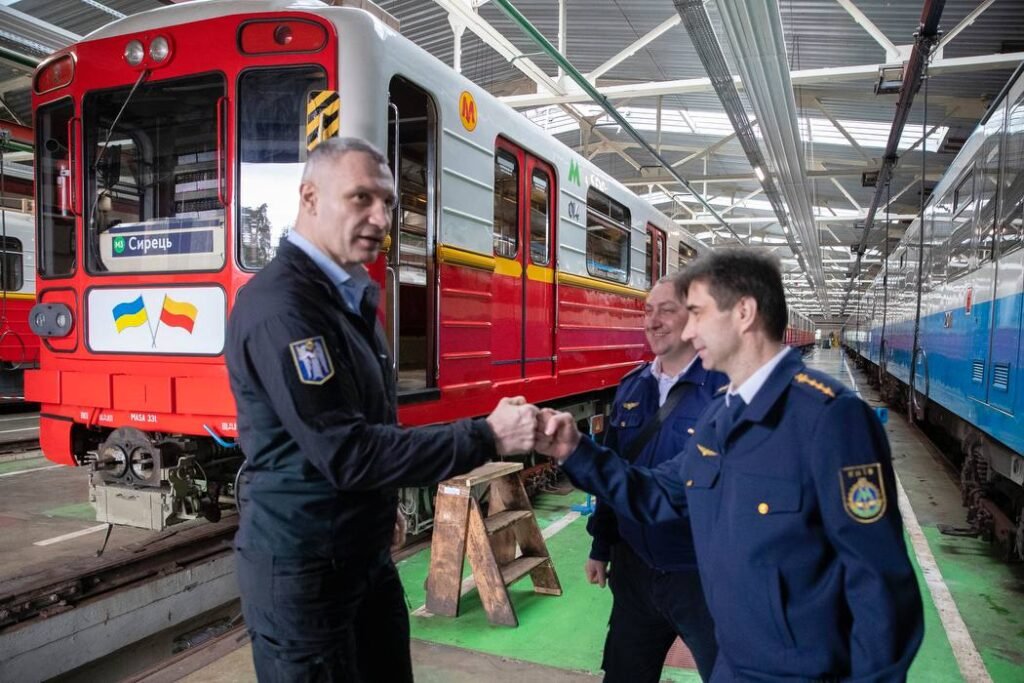 The Warsaw metro cars in the Kiev metro
