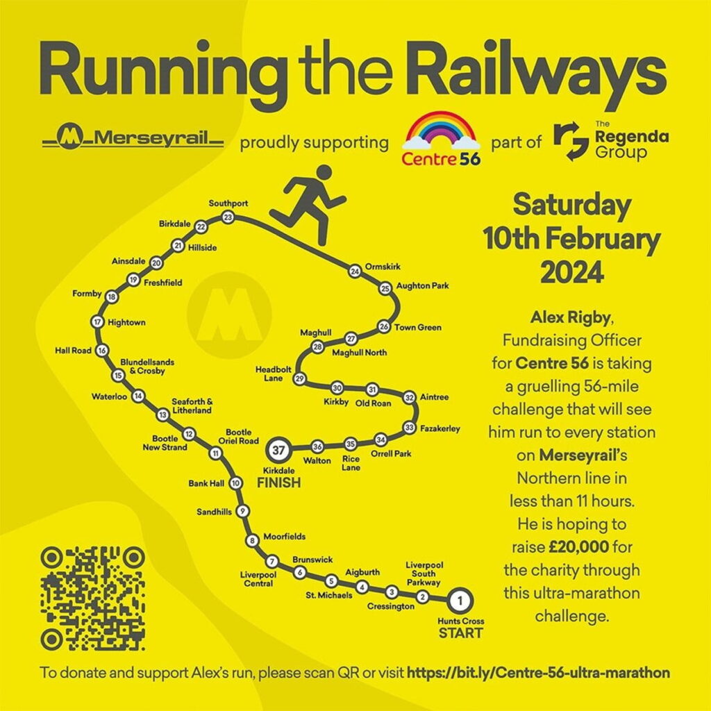 Merseyrail’s Ultra-Marathon Route and Fundraising Goal Merseyrail’s Ultra-Marathon Route and Fundraising Goal
