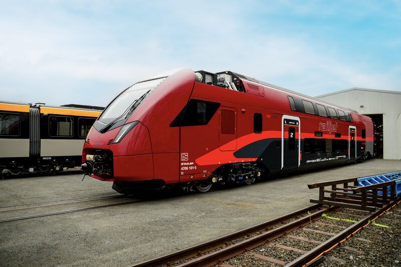 The company Stadler has unveiled the first double-decker train for long-distance Railjet services. The company Stadler has unveiled the first double-decker train for long-distance Railjet services.