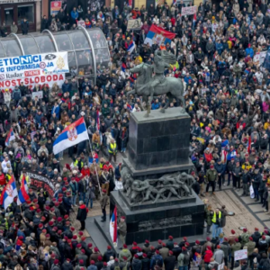 Thousands in Nis mourned the railway station disaster, standing silently for fifteen minutes. Students led this growing movement against corruption.