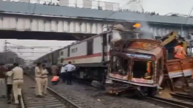 A truck slammed into the Mumbai-Amravati Express at Bodwad Station, Maharashtra, on Friday. This collision sparked chaos between Bhusawal and Badnera sections of Bhusawal division. A truck slammed into the Mumbai-Amravati Express at Bodwad Station, Maharashtra, on Friday. This collision sparked chaos between Bhusawal and Badnera sections of Bhusawal division.