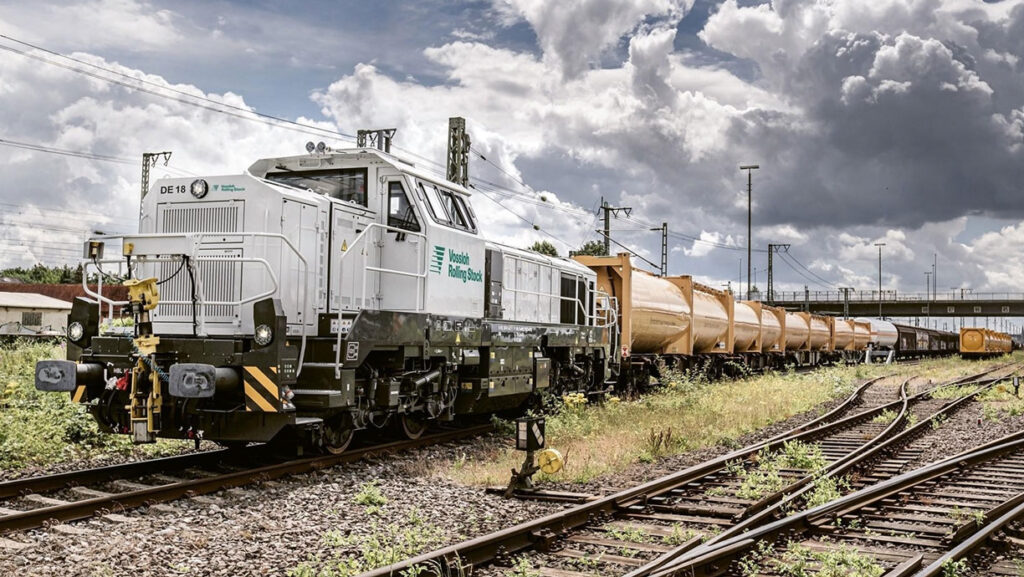 Vossloh Rolling Stock has delivered the first DE 18 locomotive to Sweden, where Northrail will deploy it across routes in Sweden and Norway Vossloh Rolling Stock has delivered the first DE 18 locomotive to Sweden, where Northrail will deploy it across routes in Sweden and Norway