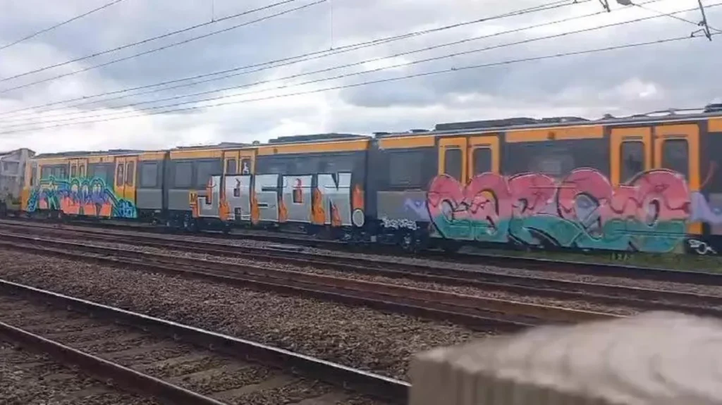 Vandals once again targeted a newly built Metro train with graffiti while it was being transported to Tyneside, raising concerns over repeated acts of destruction Vandals once again targeted a newly built Metro train with graffiti while it was being transported to Tyneside, raising concerns over repeated acts of destruction