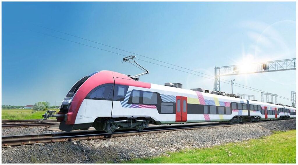 The PESA electric train, manufactured in Poland, was officially unveiled in Romania on May 22 at a conference in Oradea, arriving seven months ahead of the contractual delivery date. The PESA electric train, manufactured in Poland, was officially unveiled in Romania on May 22 at a conference in Oradea, arriving seven months ahead of the contractual delivery date.