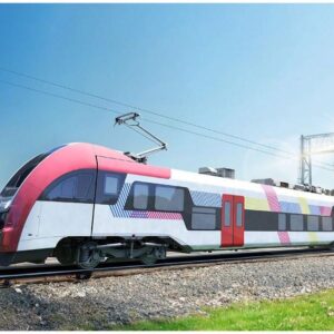 The PESA electric train, manufactured in Poland, was officially unveiled in Romania on May 22 at a conference in Oradea, arriving seven months ahead of the contractual delivery date.