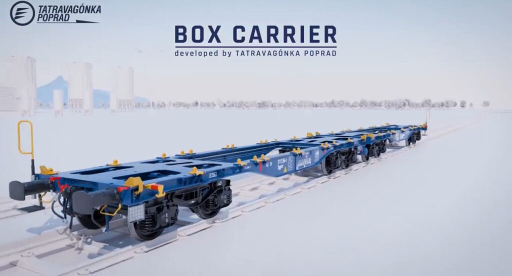 Slovak manufacturer Tatravagonka unveiled its universal TVP BOX Carrier platform at the Transport Logistic trade fair in Munich, focusing on multimodal transportation of containers and swap bodies Slovak manufacturer Tatravagonka unveiled its universal TVP BOX Carrier platform at the Transport Logistic trade fair in Munich, focusing on multimodal transportation of containers and swap bodies