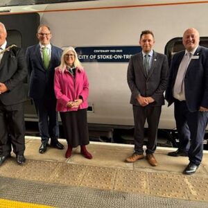 Avanti West Coast revealed the Stoke-on-Trent centenary train tribute to celebrate the city’s 100th anniversary with a commemorative nameplate on its Pendolino fleet
