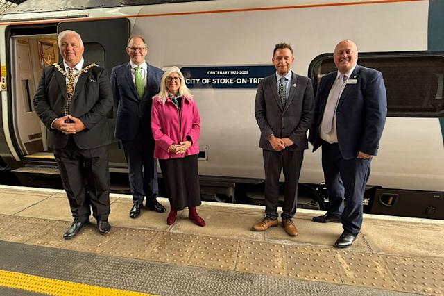 Avanti West Coast revealed the Stoke-on-Trent centenary train tribute to celebrate the city’s 100th anniversary with a commemorative nameplate on its Pendolino fleet Avanti West Coast revealed the Stoke-on-Trent centenary train tribute to celebrate the city’s 100th anniversary with a commemorative nameplate on its Pendolino fleet