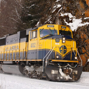An Alaska Railroad freight train derailed near the Curry loop track, 22 miles north of Talkeetna, puncturing a diesel tank but causing no injuries