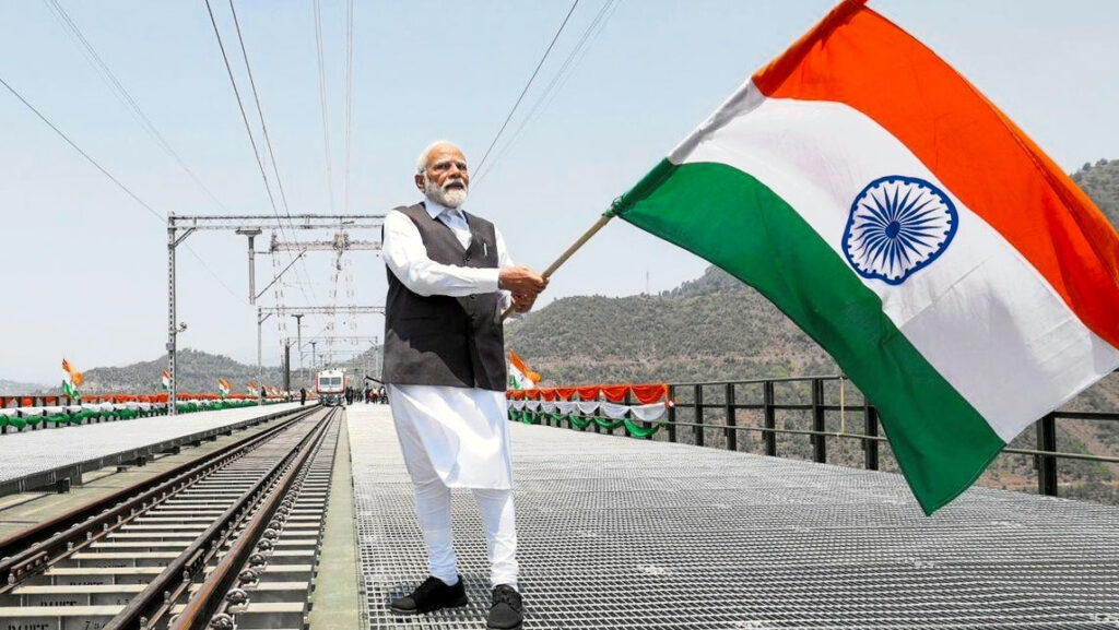 India officially launched the Udhampur–Srinagar–Baramulla railway line, connecting the Kashmir Valley to the national Indian Railways network, 30 years after the project was first approved India officially launched the Udhampur–Srinagar–Baramulla railway line, connecting the Kashmir Valley to the national Indian Railways network, 30 years after the project was first approved