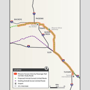 Arizona DOT advances its intercity rail project between Phoenix and Tucson, after receiving federal approval for the first planning documents under the national Corridor ID program