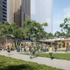 Sydney Olympic Park is set for significant redevelopment, adding more than 500 homes and a modern metro station to enhance the precinct’s residential appeal and improve transport links to Sydney CBD.