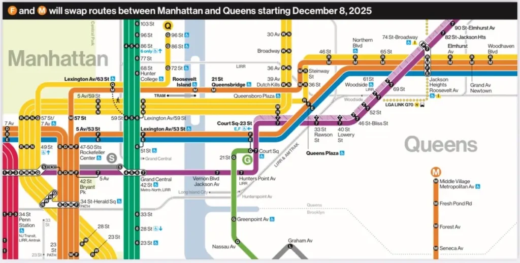 F and M Trains to Swap Routes Between Manhattan and Queens F and M Trains to Swap Routes Between Manhattan and Queens