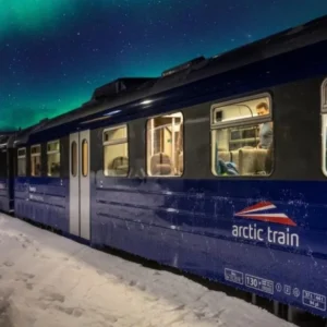 Northern Lights train ride Norway on the Ofoten line