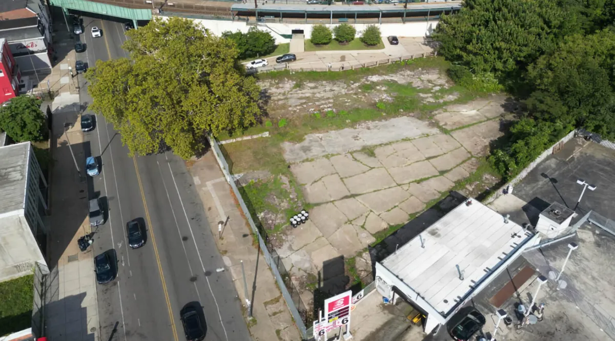 Aerial view of the vacant property near Germantown Station