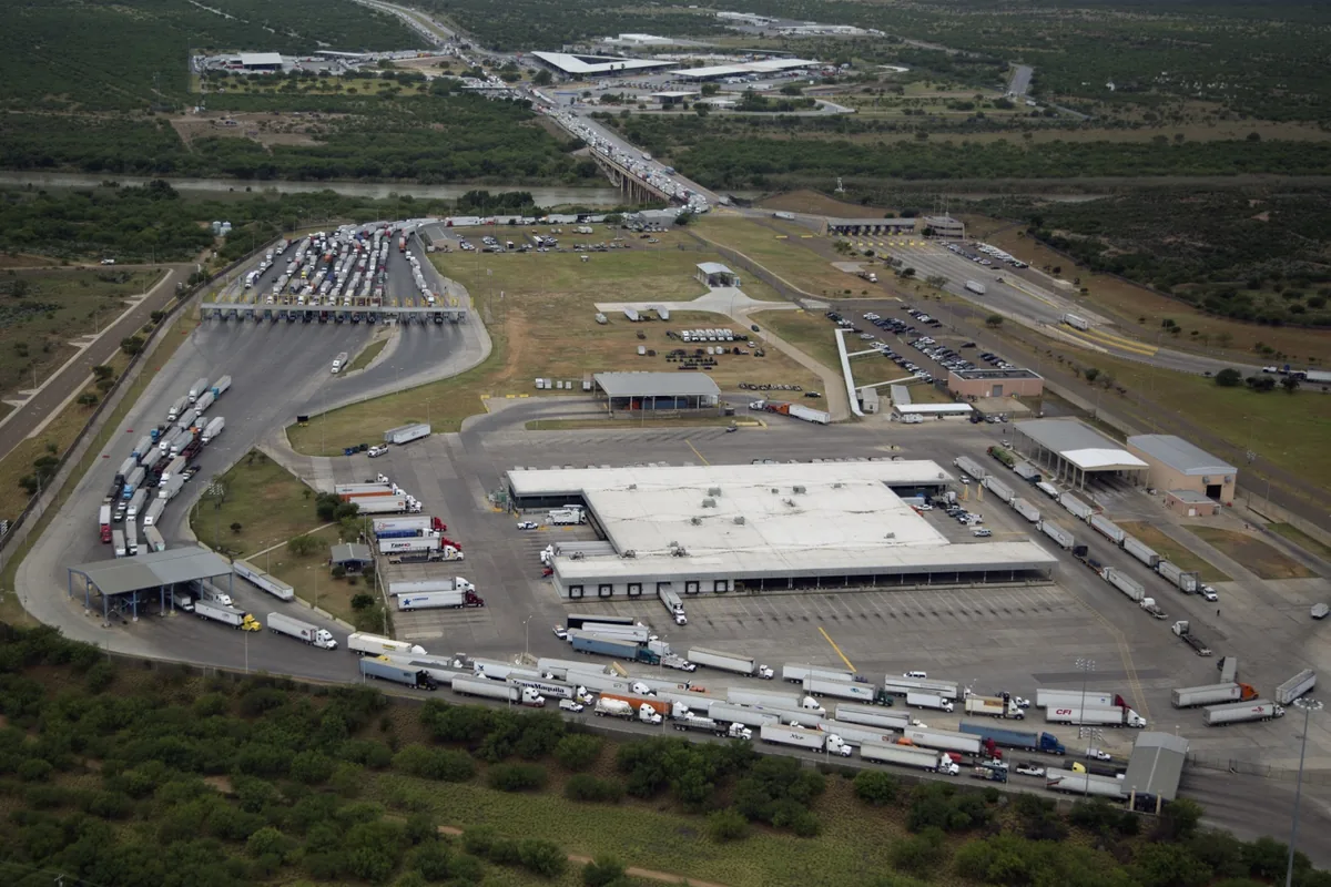 Trucks at the World Trade Crossing International Bridge in Laredo