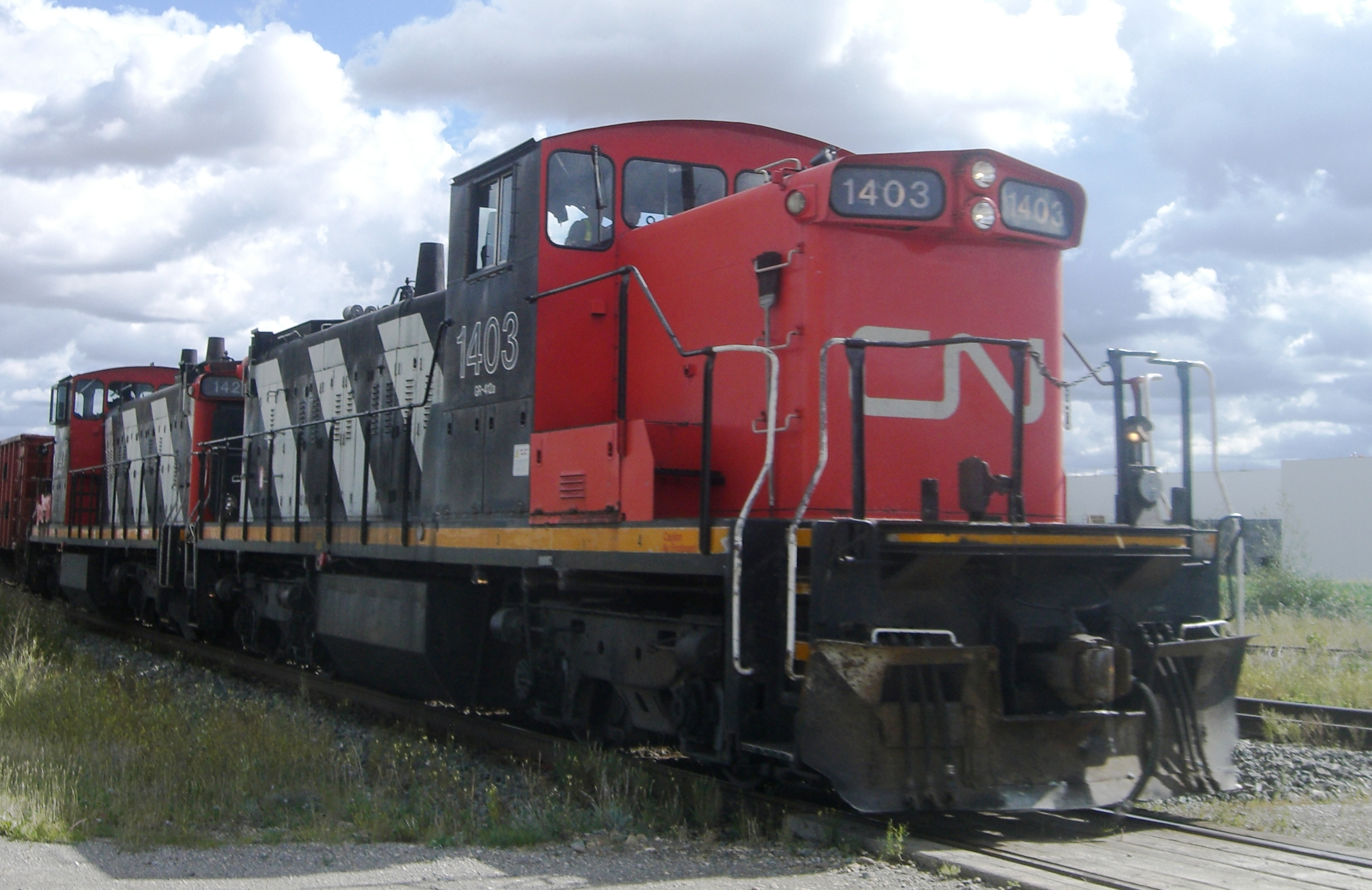 Canadian National freight train Canadian National freight train on railway tracks