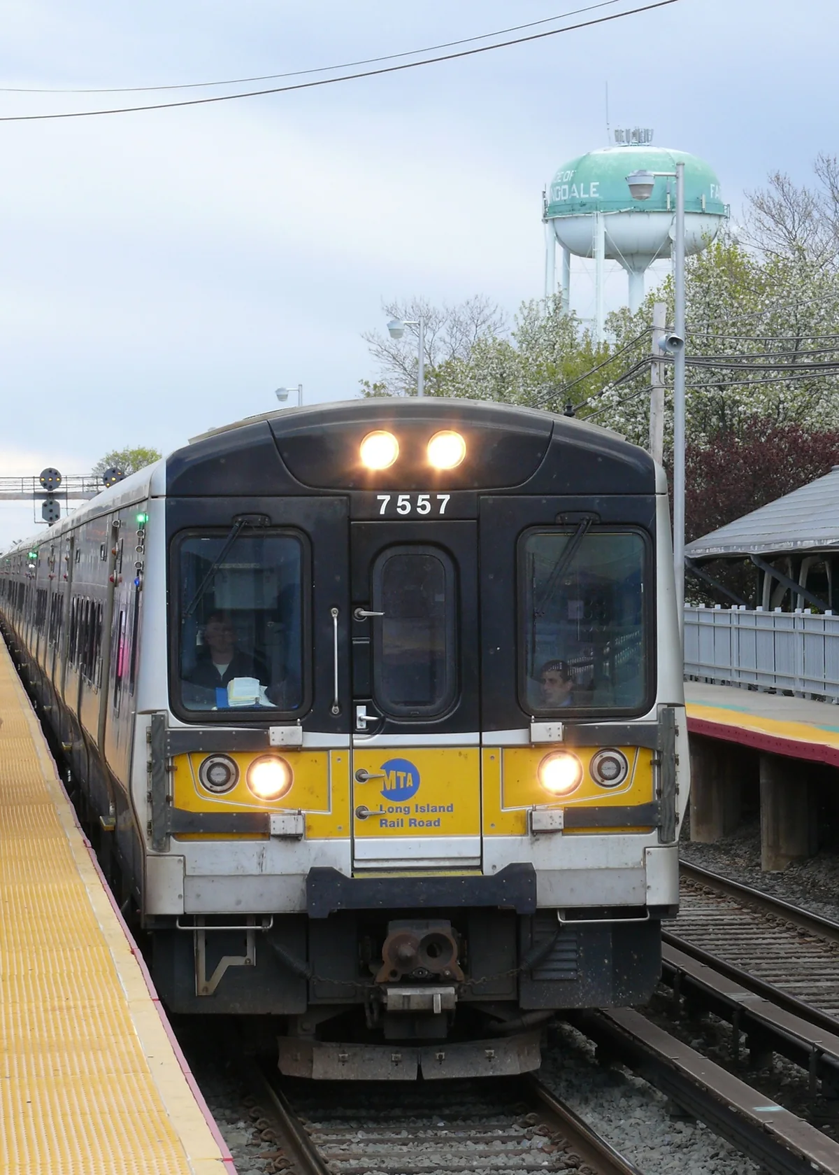 LIRR M7 railcar at Farmingdale station Long Island Rail Road M7 railcar at Farmingdale station