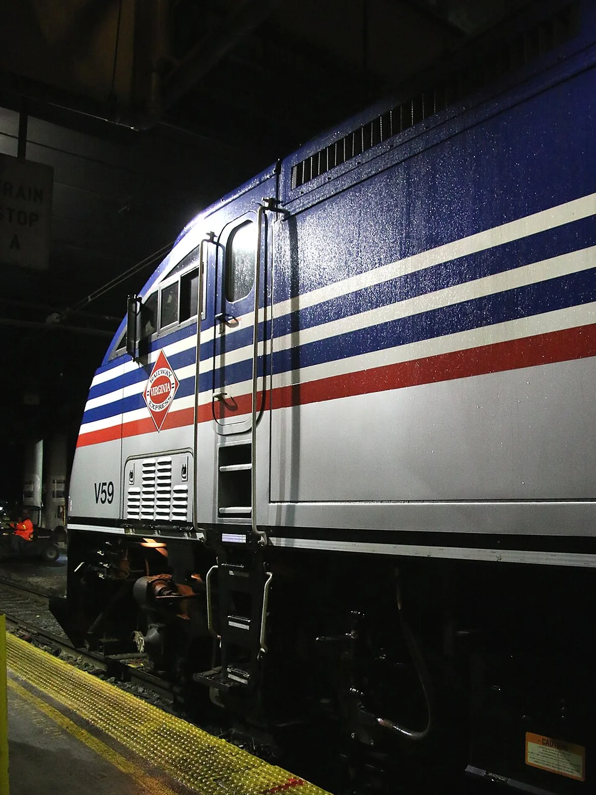 Virginia Railway Express locomotive Virginia Railway Express locomotive at Washington Union Station