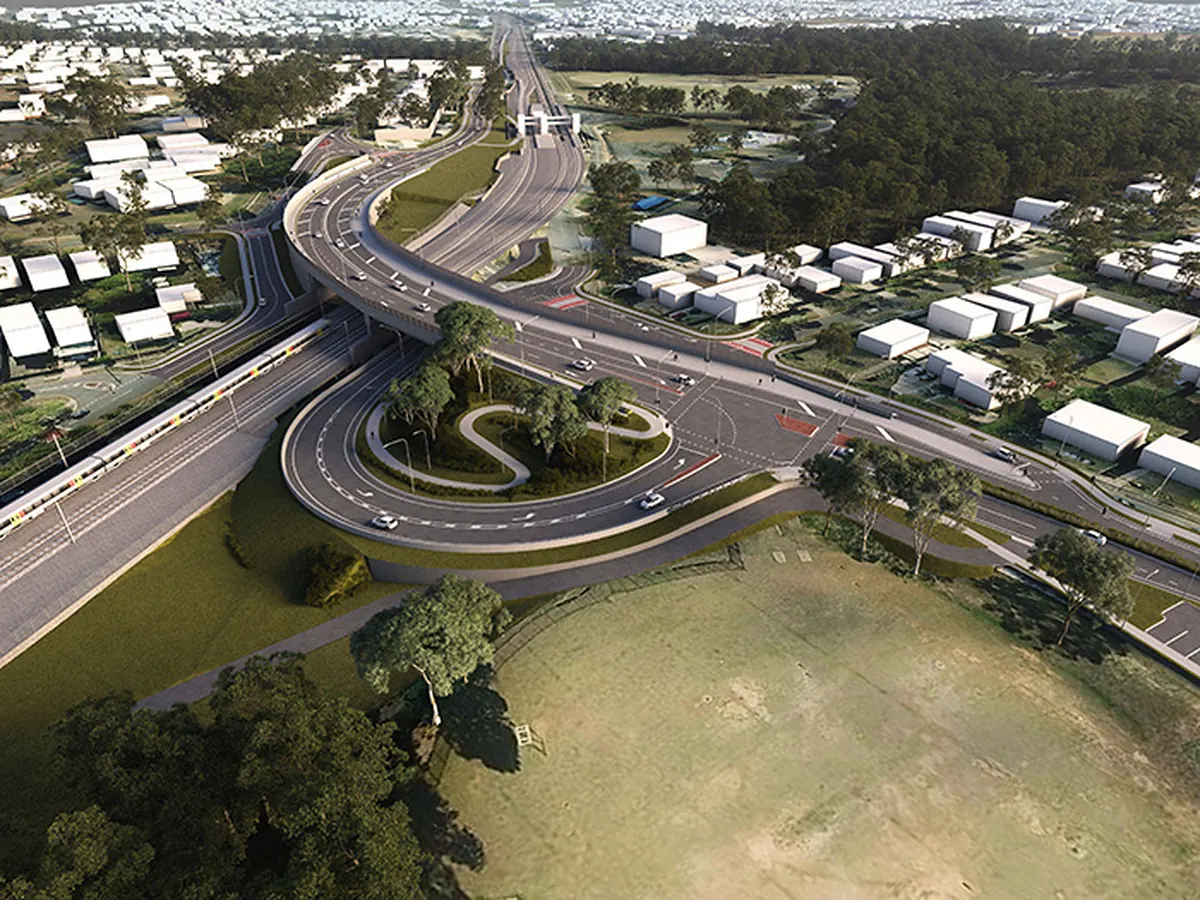 Kuraby level crossing removal artist impression Artist impression of the Beenleigh Road level crossing removal at Kuraby