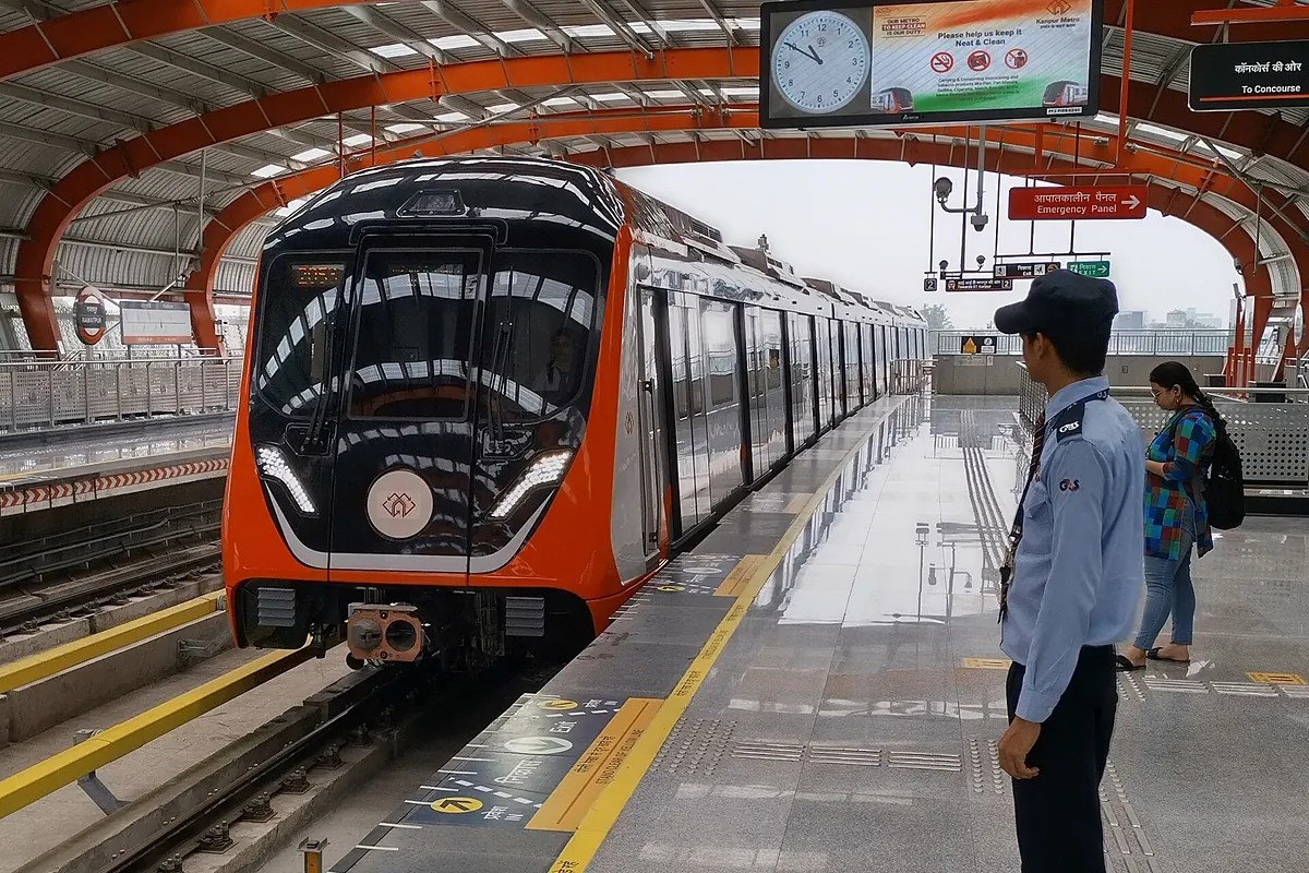 Kanpur Metro train at a station