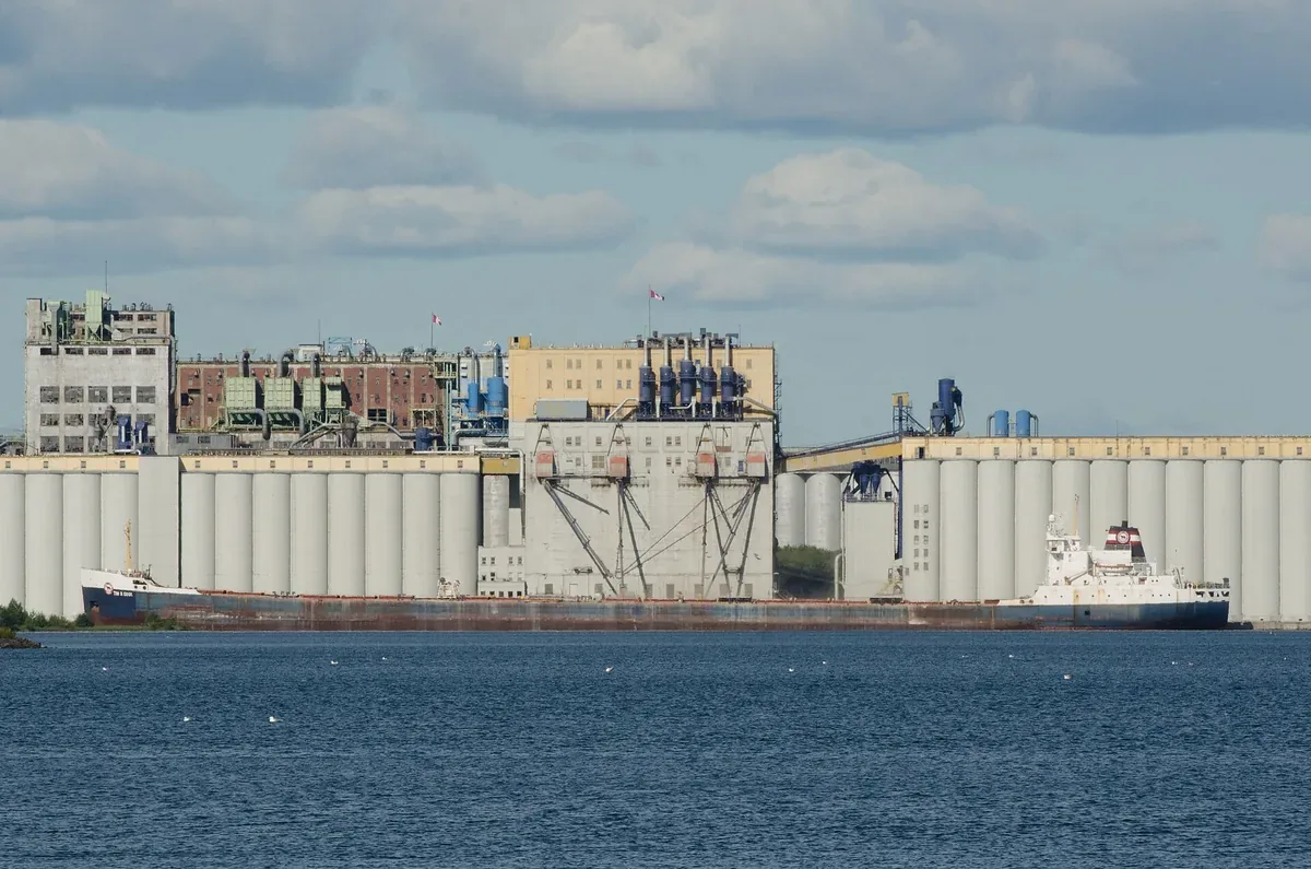 Cargo vessel at Thunder Bay dock Cargo vessel docked in Thunder Bay
