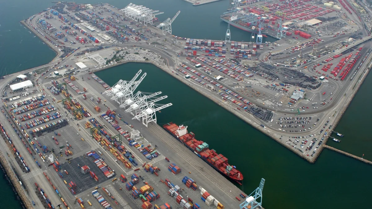 Port of Long Beach container terminals Aerial view of Port of Long Beach container terminals