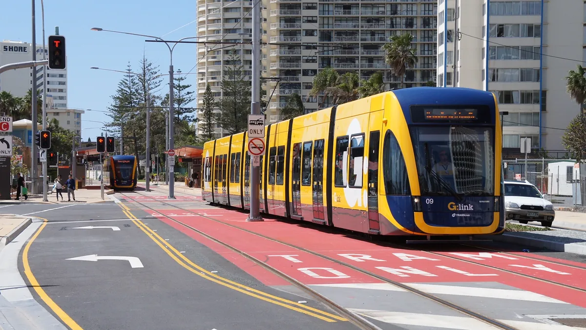 G:link tram at Cypress Avenue G:link tram at Cypress Avenue on the Gold Coast Light Rail network