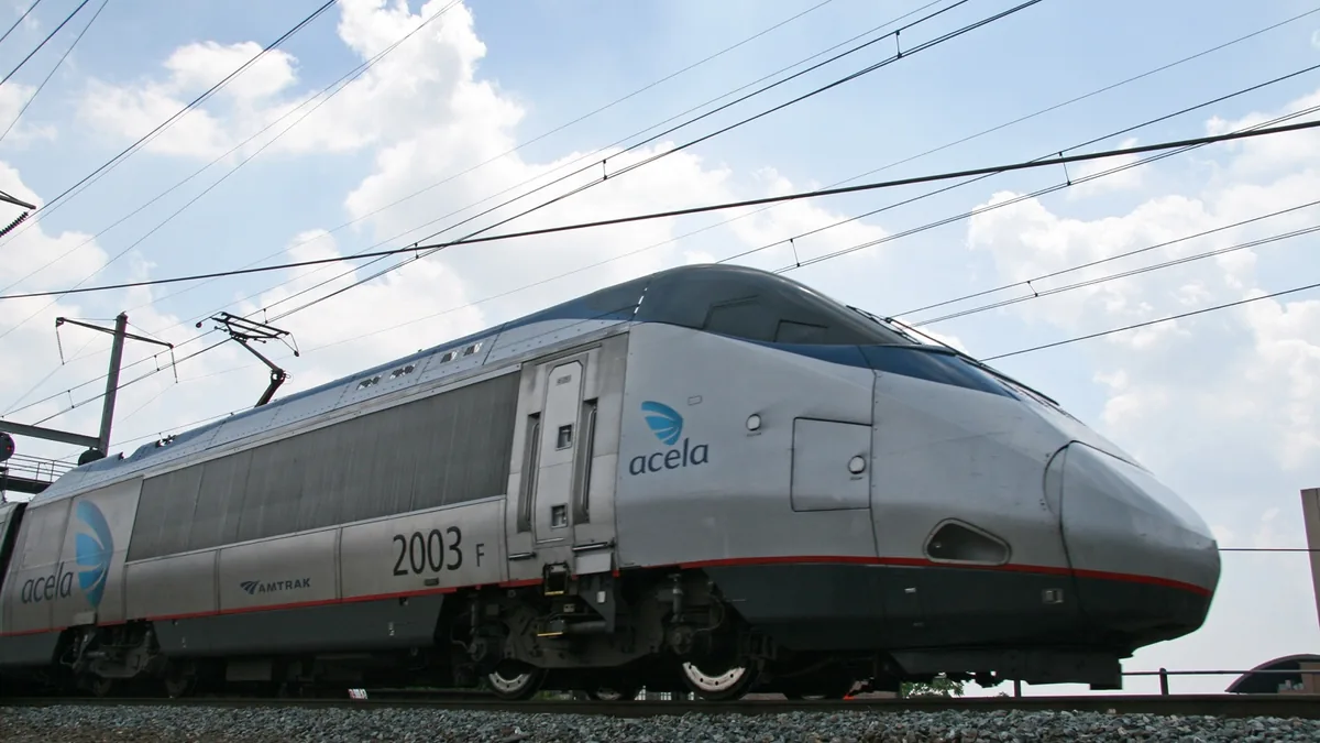 Amtrak Acela train in Wilmington Amtrak Acela train departing Wilmington Delaware