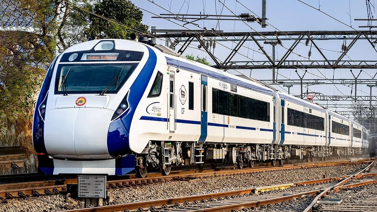 Vande Bharat Express around Mumbai Vande Bharat Express train on tracks around Mumbai