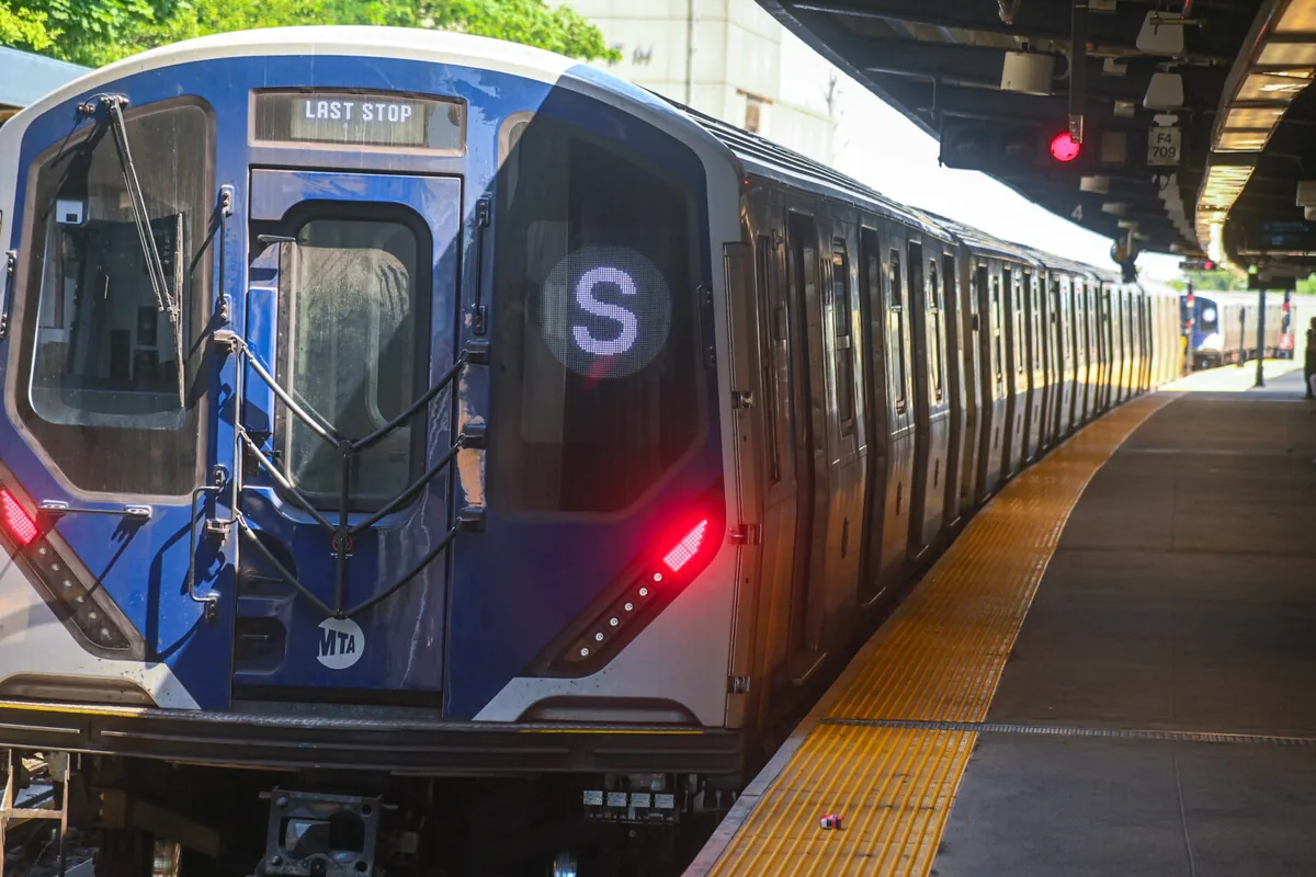 Rockaway Park Shuttle R211A trains arrive Rockaway Park Shuttle R211A trains arrive