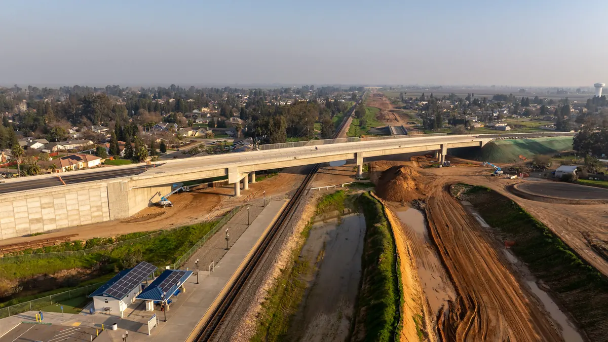 Aerial view of the Road 26 Grade Separation in Madera County