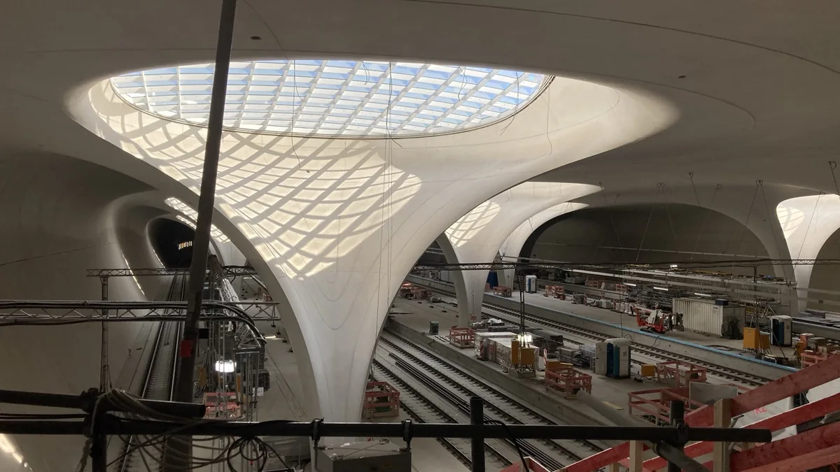 Stuttgart 21 station hall under construction in April 2025