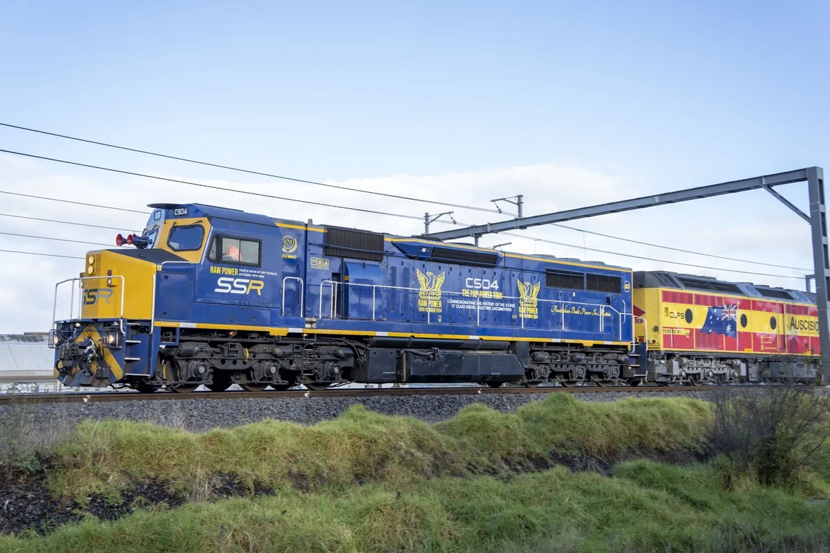 Southern Shorthaul Railroad locomotive on railway tracks
